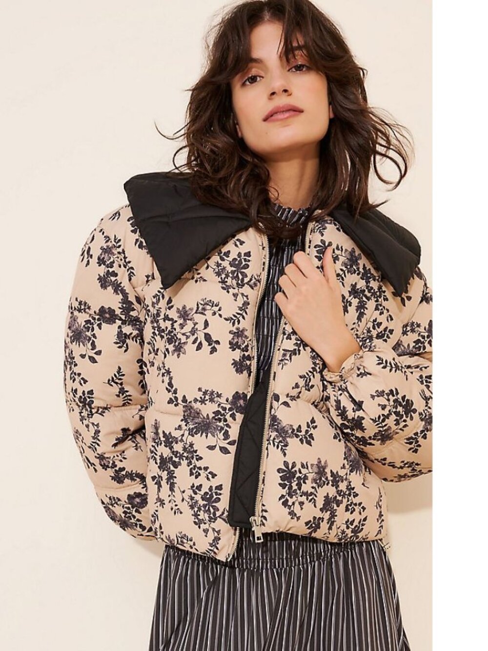 new ANTHROPOLOGIE peter pan collared puffer coat m